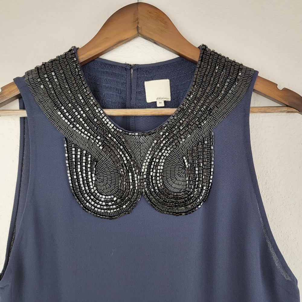 3.1 Phillip Lim Sleeveless Beaded Tunic Blue Medium - Picture 7 of 12